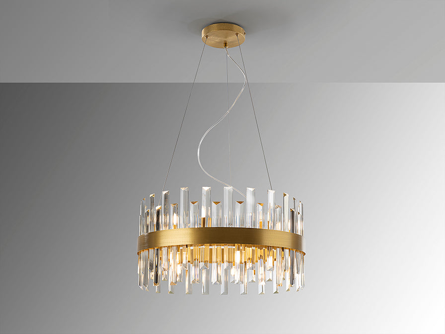 Grace 10/14Lt Crystal Ceiling Light - Brushed Gold & Clear Finish