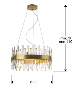 Grace 10/14Lt Crystal Ceiling Light - Brushed Gold & Clear Finish