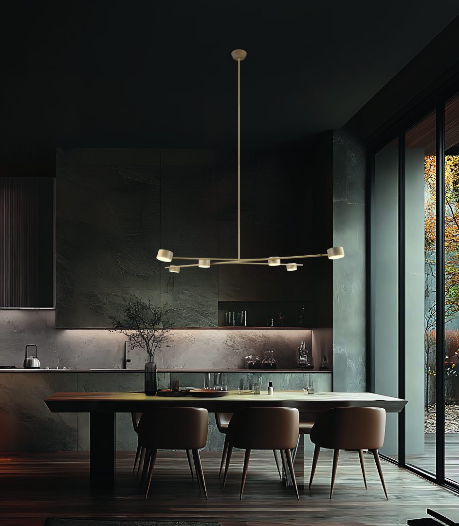 Coda Large Pendant- Black/ Biege Finish