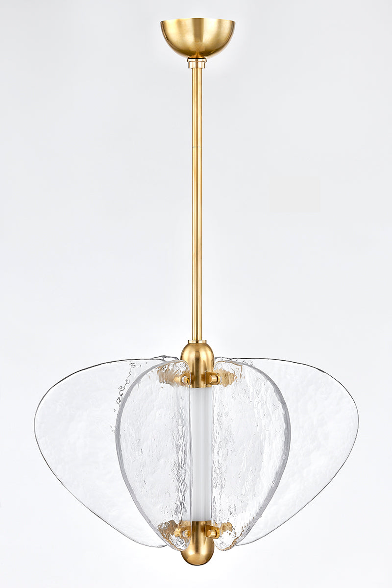 Freya LED 1Lt Pendant - Piastre Glass & Brass