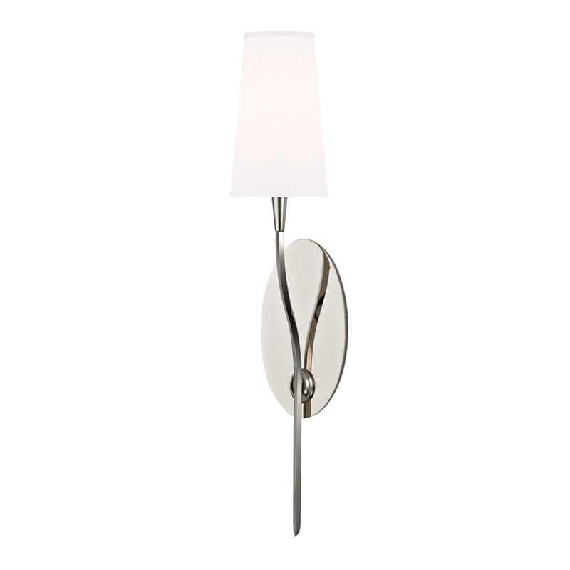 Rutland 1Lt Wall Sconce W/White Shade-  Polished Nickel/ Aged Brass