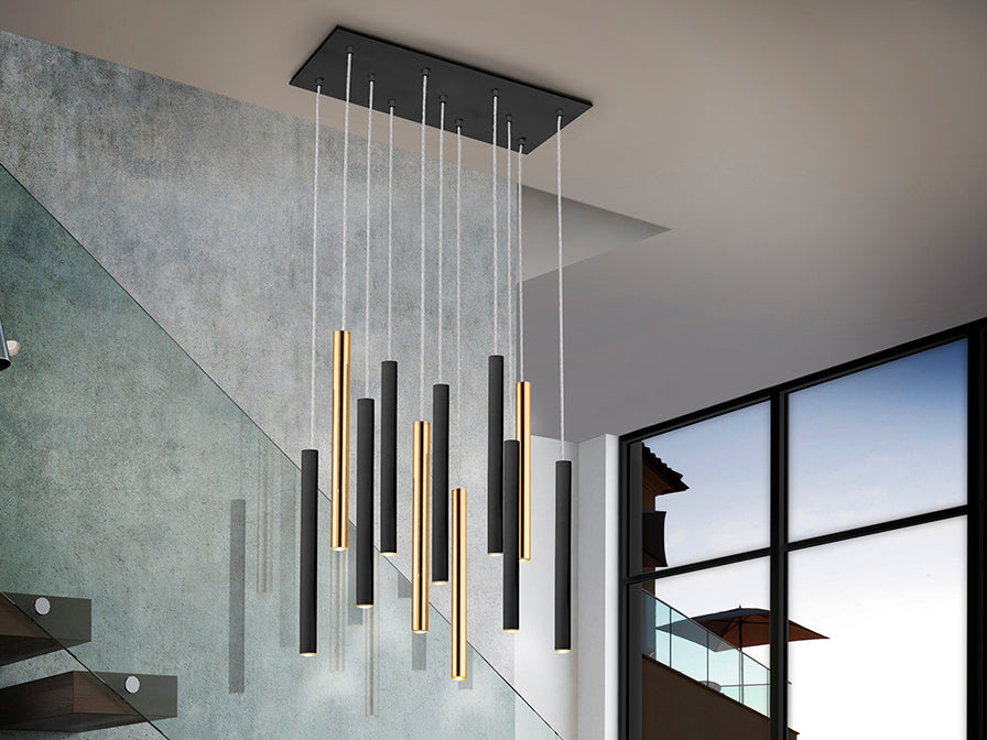 Varas Lamp 11Lt Ceiling Light- Gold/Black Finish