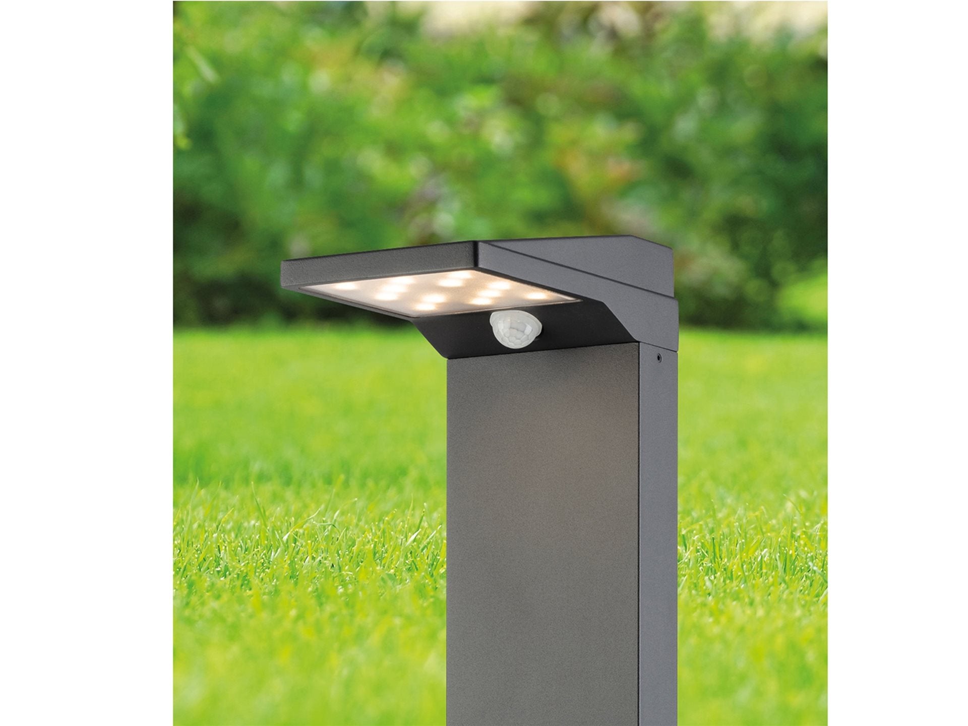 Cyrus LED Solar Post with PIR- Graphite