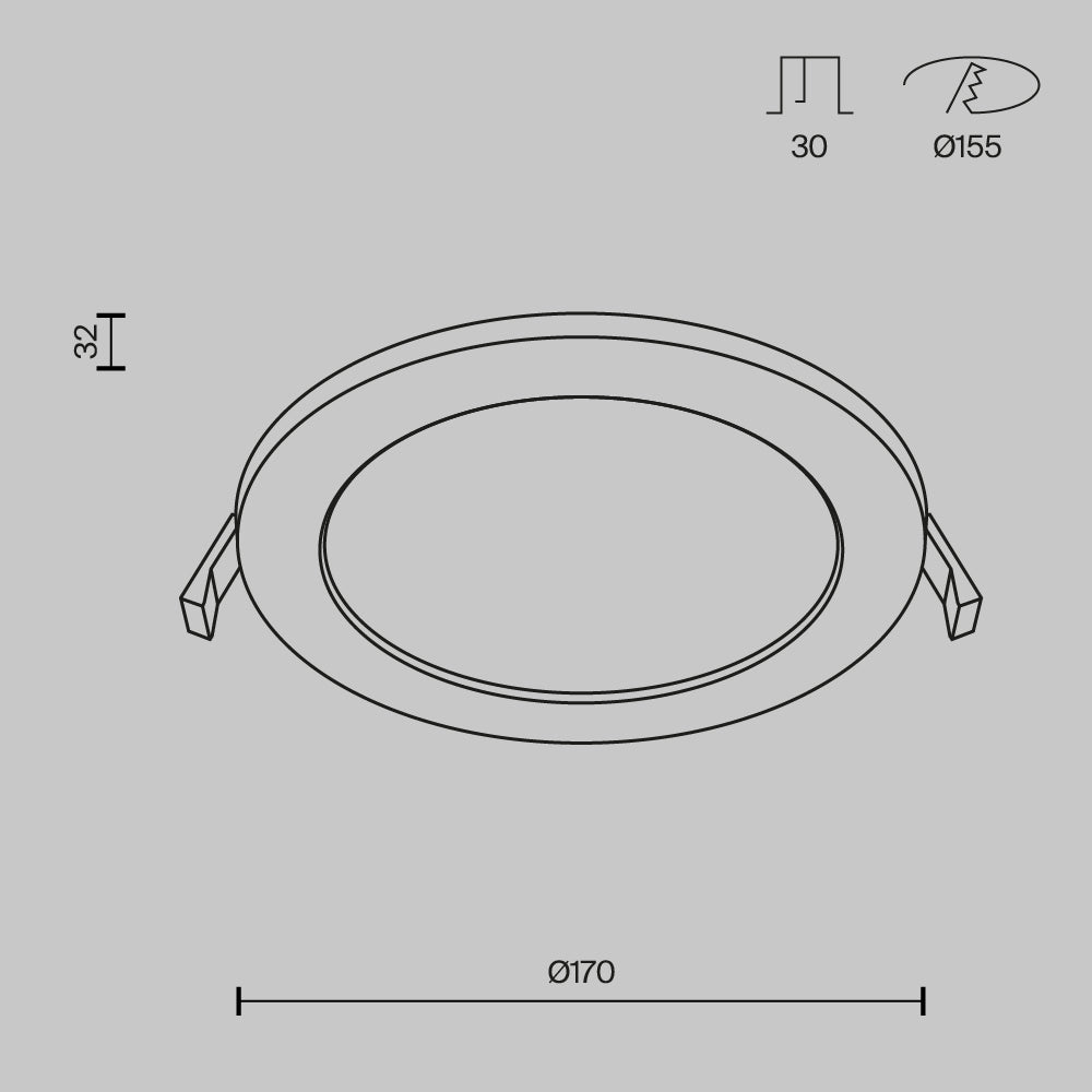 Stockton LED Flush Recessed Ceiling Light- White Finish IP44
