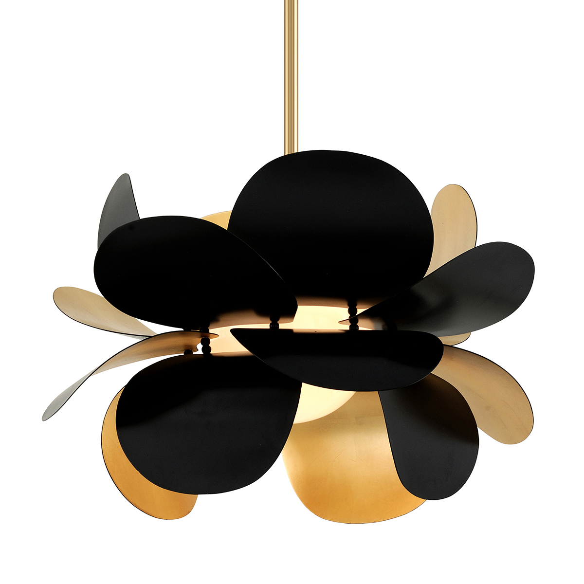 Ginger 1Lt Small/Large Pendant - Gold Leaf & Black