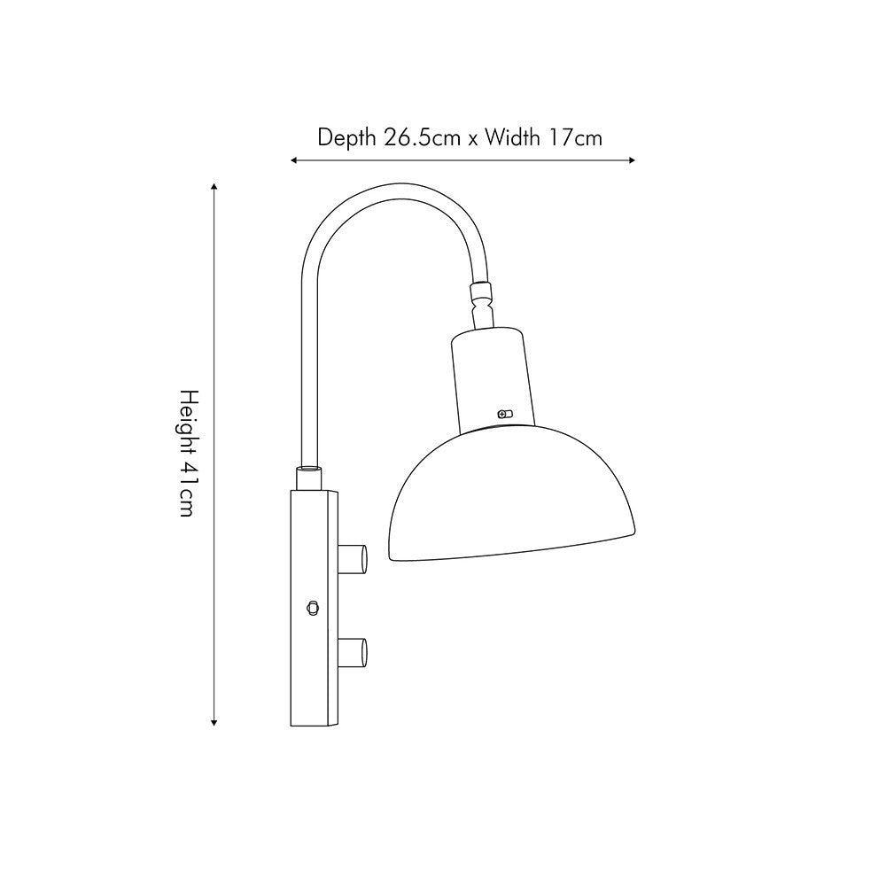 Mayfair Matt Black Domed Task Wall Light ES/E27 Golf Ball/12W CFL