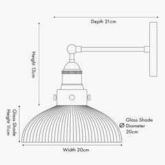 Bowery Wall Light - Ribbed Glass & Brass/Bronze