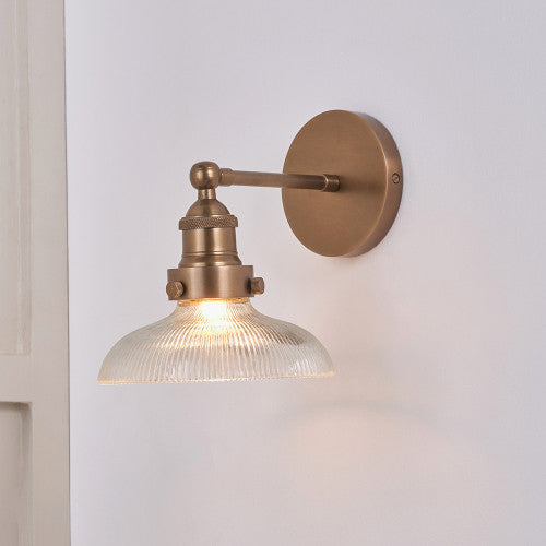 Bowery Wall Light - Ribbed Glass & Brass/Bronze