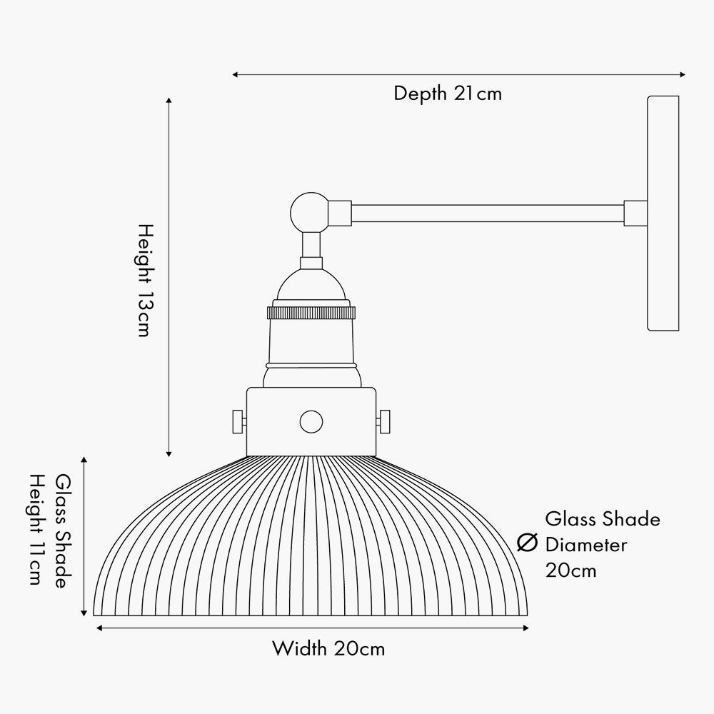 Bowery Wall Light - Ribbed Glass & Brass/Bronze