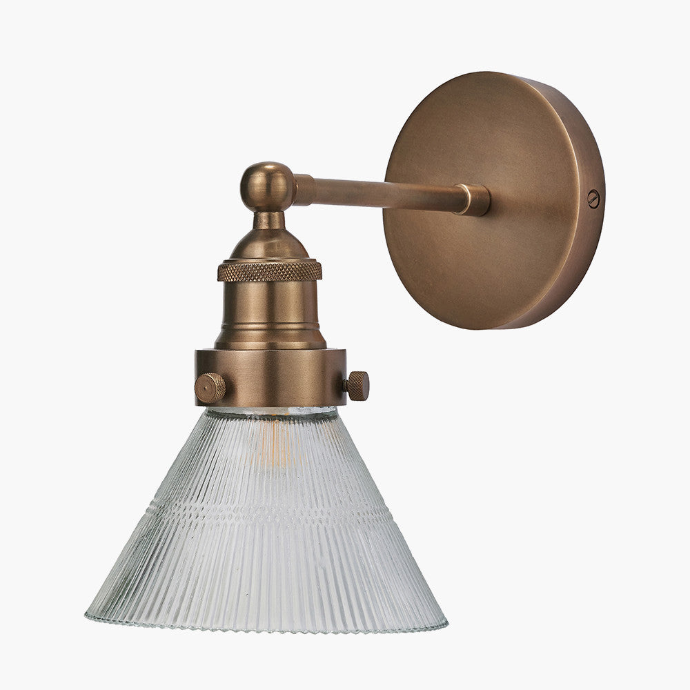 Lenox Ribbed Glass Wall Light - Antique Brass/Bronze