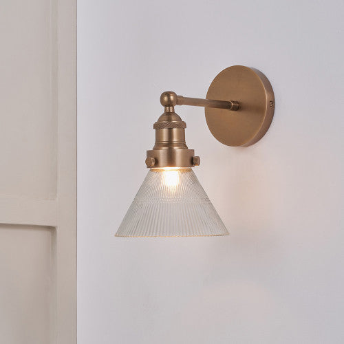 Lenox Ribbed Glass Wall Light - Antique Brass/Bronze