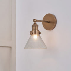 Lenox Ribbed Glass Wall Light - Antique Brass/Bronze