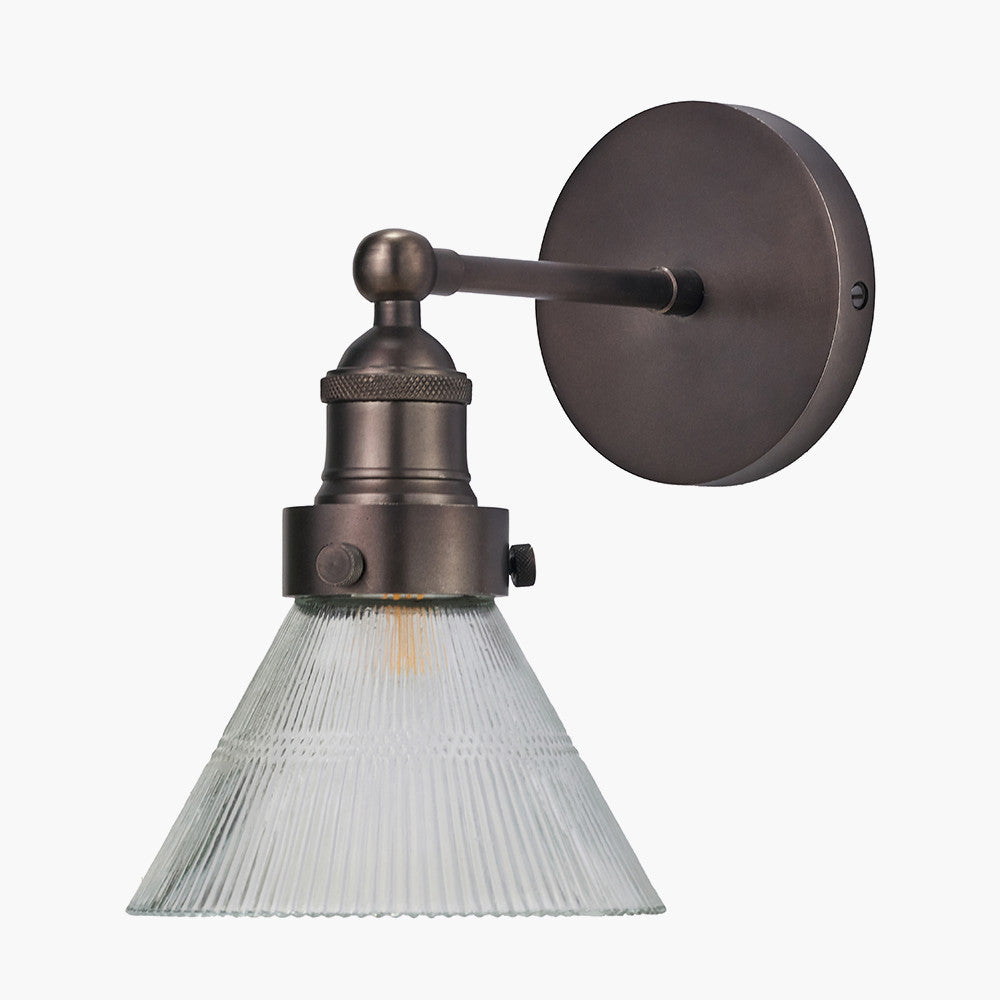 Lenox Ribbed Glass Wall Light - Antique Brass/Bronze