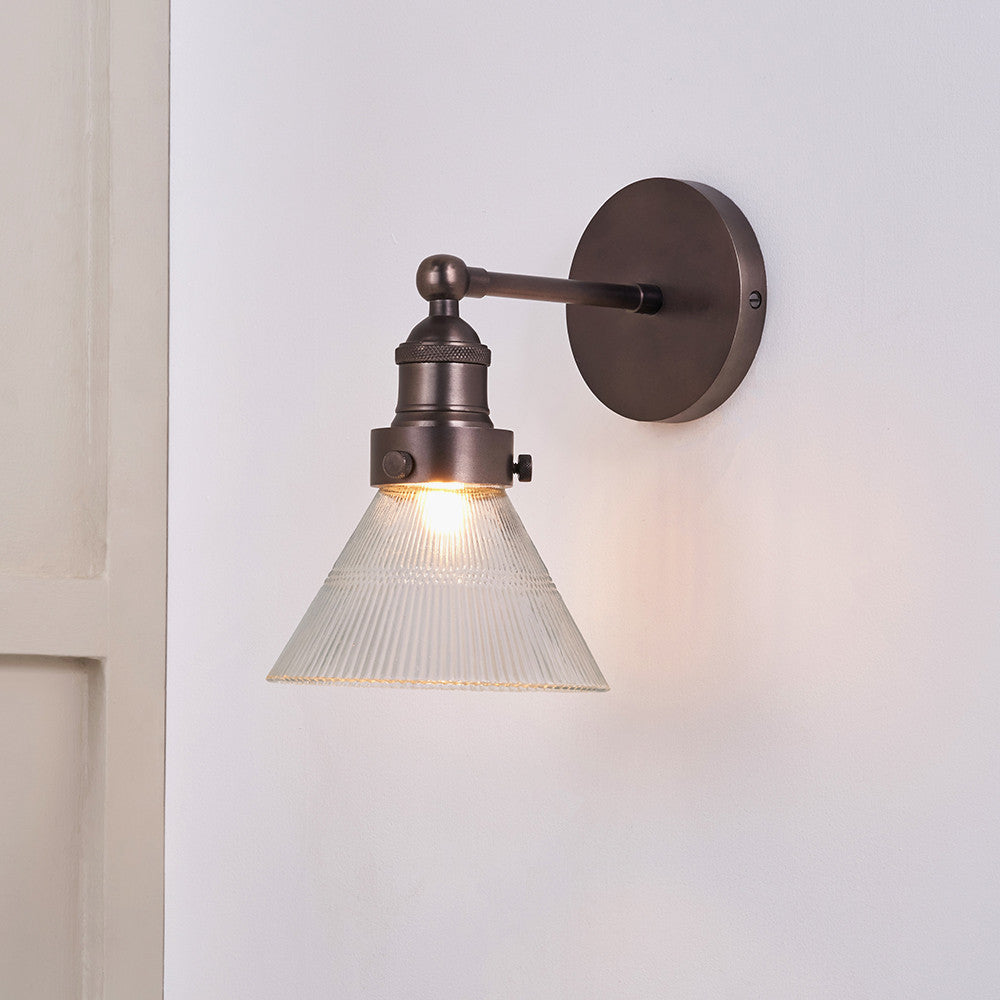 Lenox Ribbed Glass Wall Light - Antique Brass/Bronze