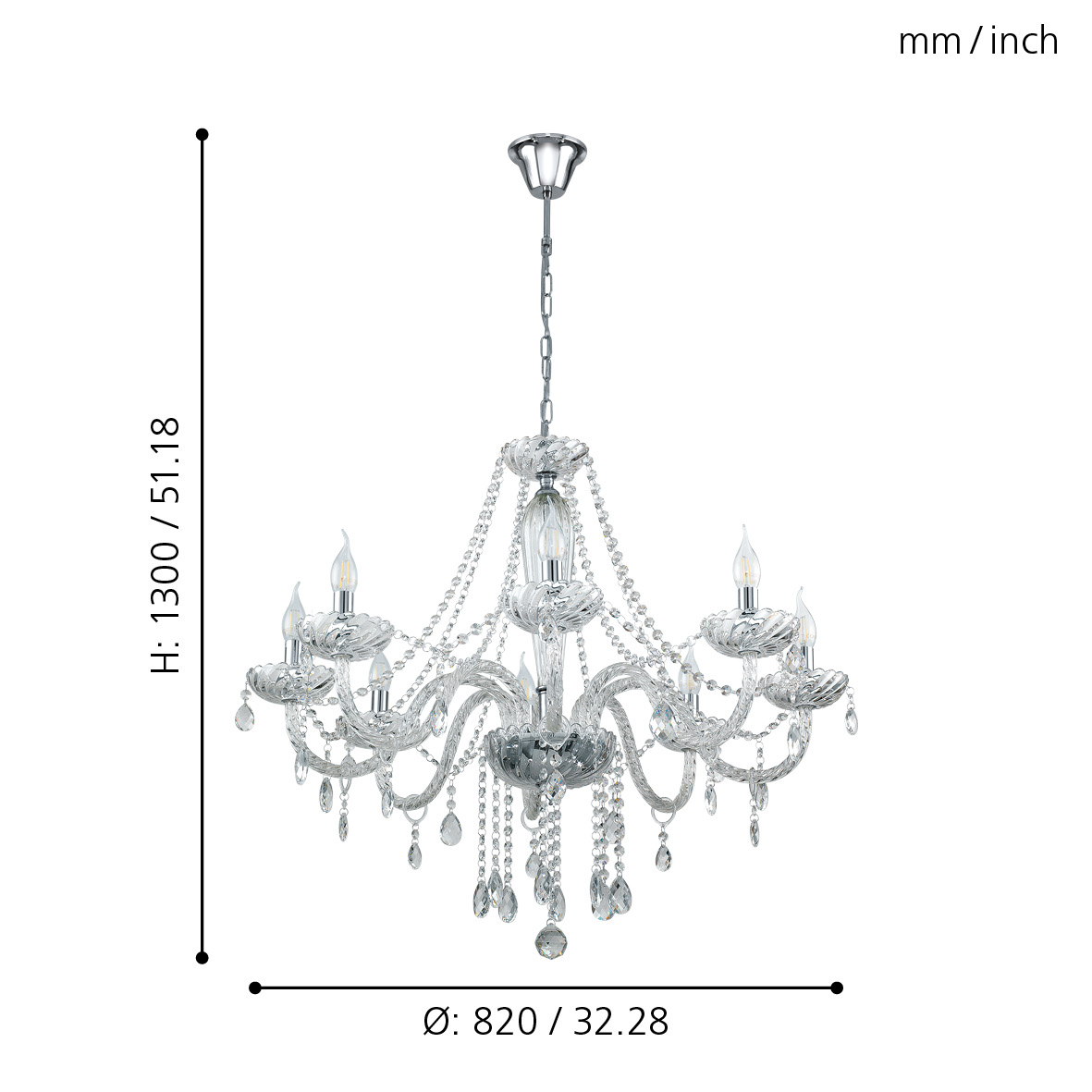 Basilano 8Lt Crystal Chandelier BLACK FRIDAY