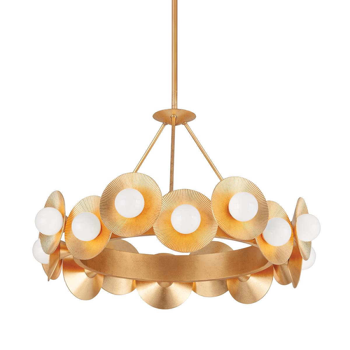 Emerald 16Lt Chandelier - Gold Leaf