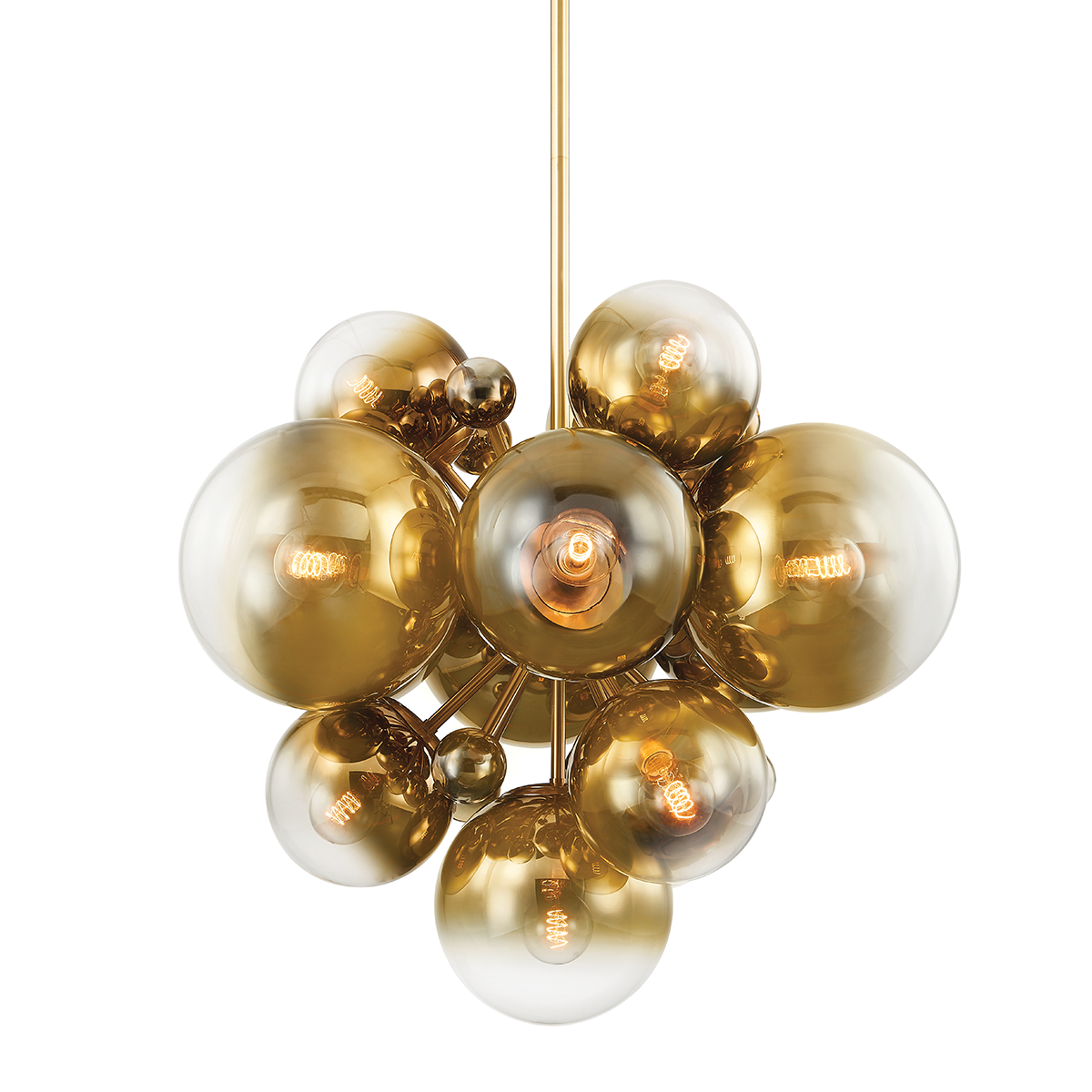 Kyoto 13Lt Chandelier - Brass Plated Glass