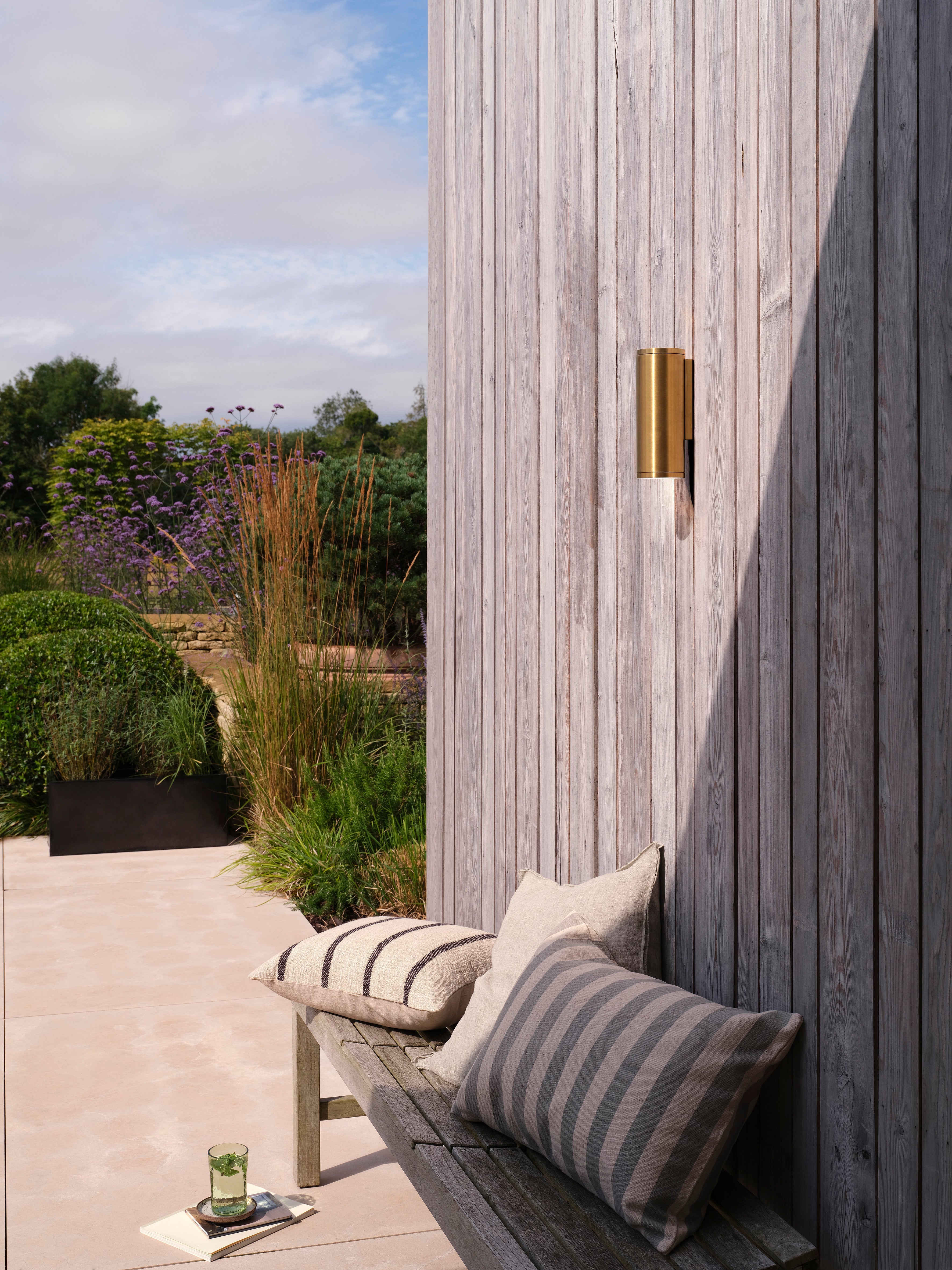 Ava 1/2Lt Coastal Coastal Wall Light in Brushed Stainless Steel/PVD Brushed Brass GU10 IP44