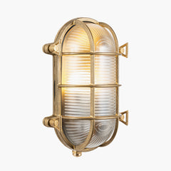 Montana Antique Brass Metal Caged Oval Outdoor Wall Light IP 44 CLEARANCE