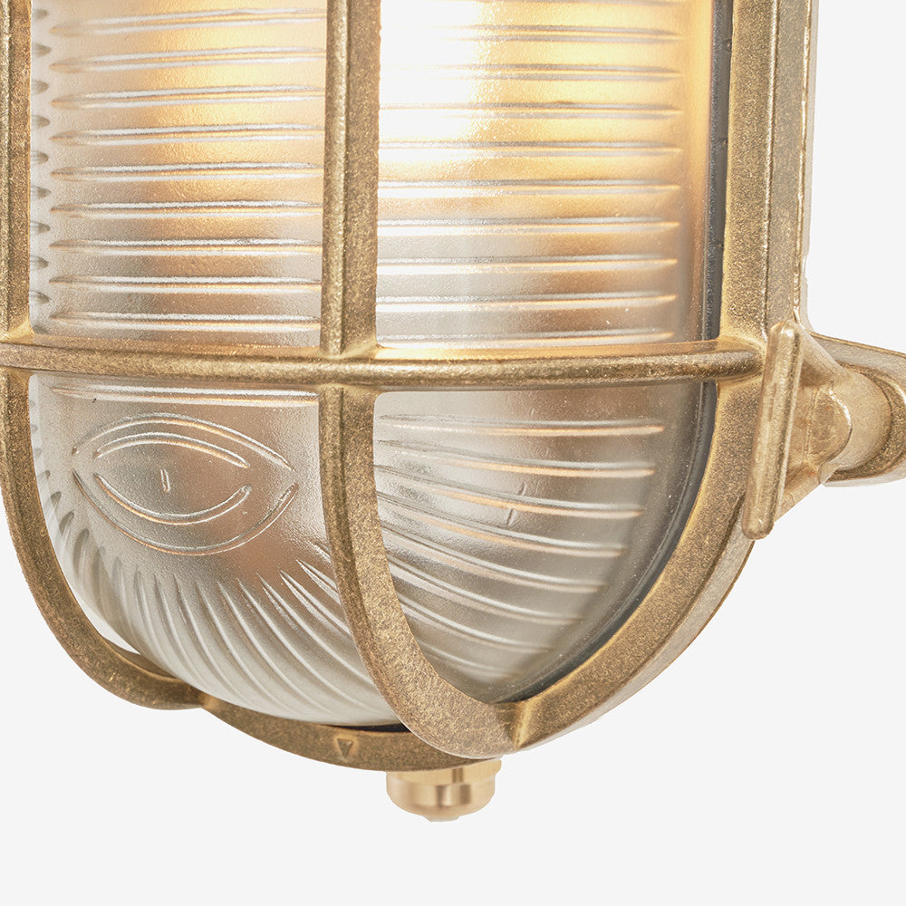 Montana Antique Brass Metal Caged Oval Outdoor Wall Light IP 44 CLEARANCE