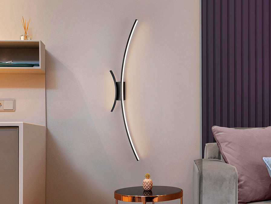 Curves 2Lt LED Wall Light - Black