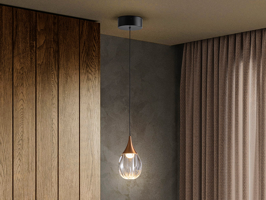 Corina Sinlge Pendant Light- Black-Copper Finish