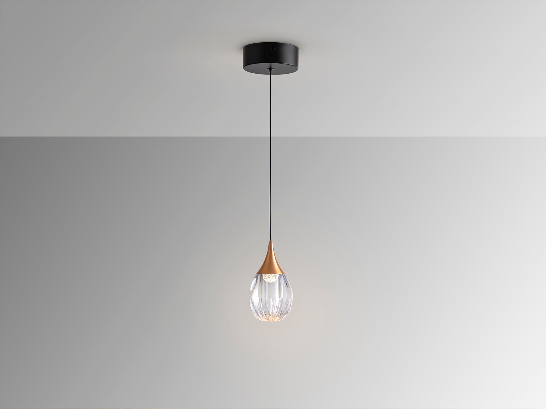 Corina Sinlge Pendant Light- Black-Copper Finish