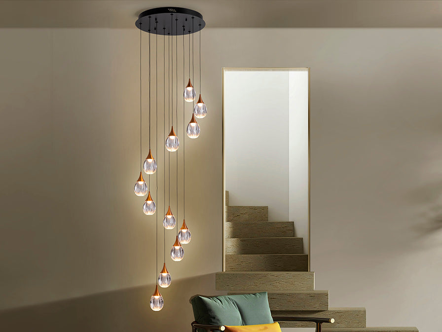 Corina 12Lt Large Cluster Light-  Black Copper