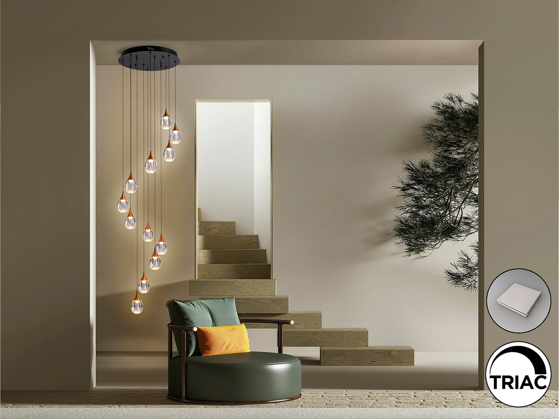 Corina 12Lt Large Cluster Light-  Black Copper
