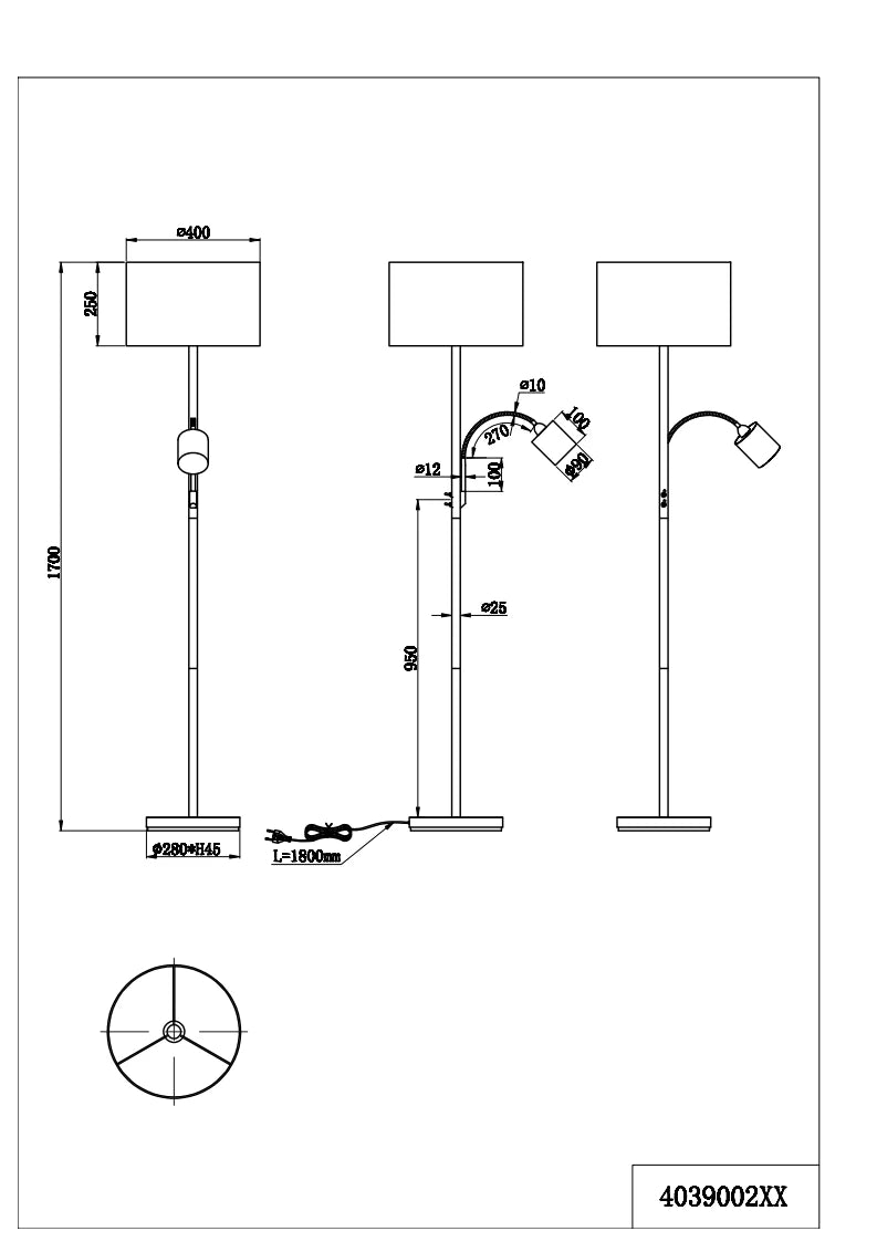 Hotel Task/Reading Floor Lamp - Various Colours