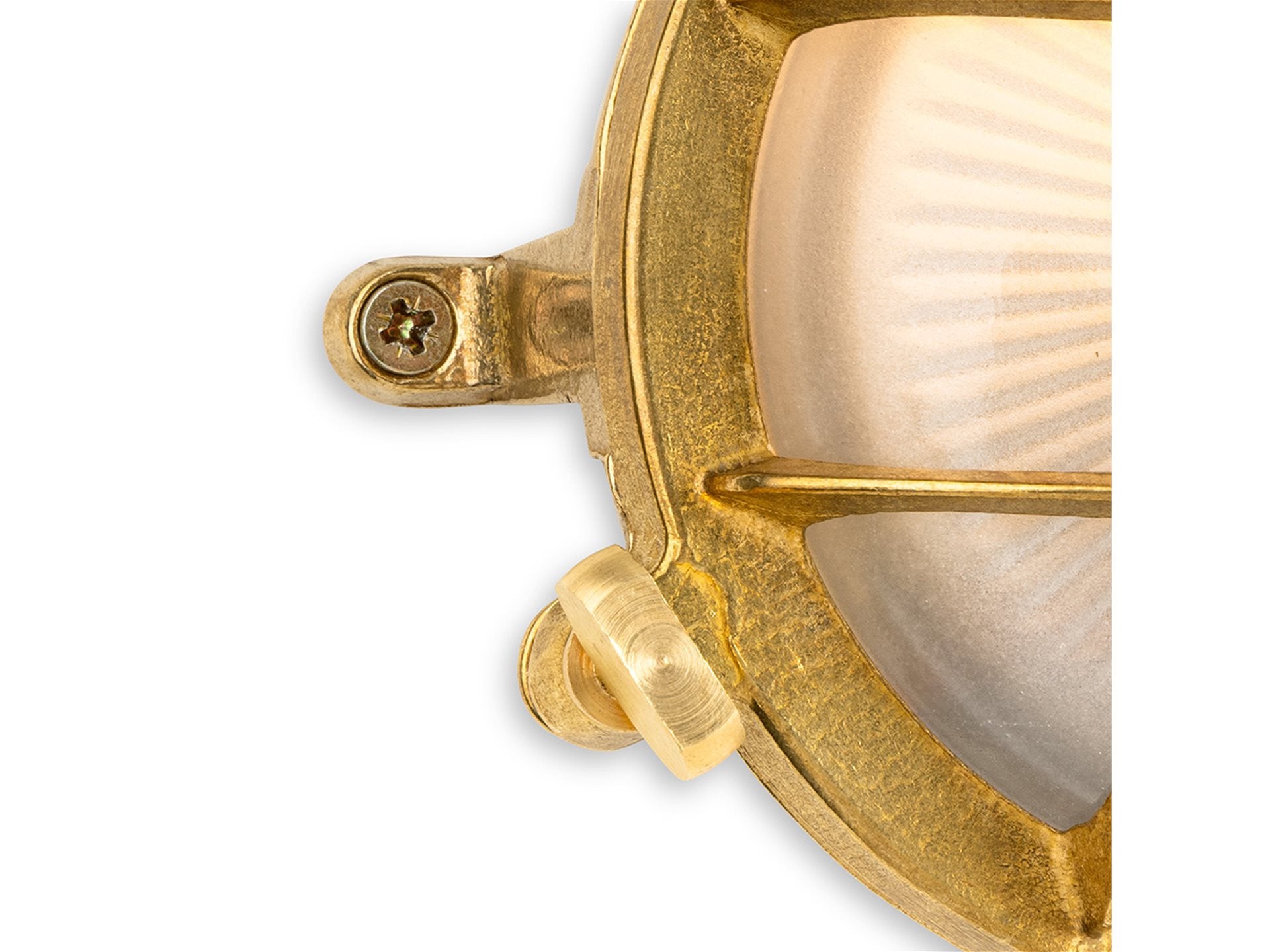 Rathlin 140mm Bulkhead- Solid Brass w Frosted Glass Finish