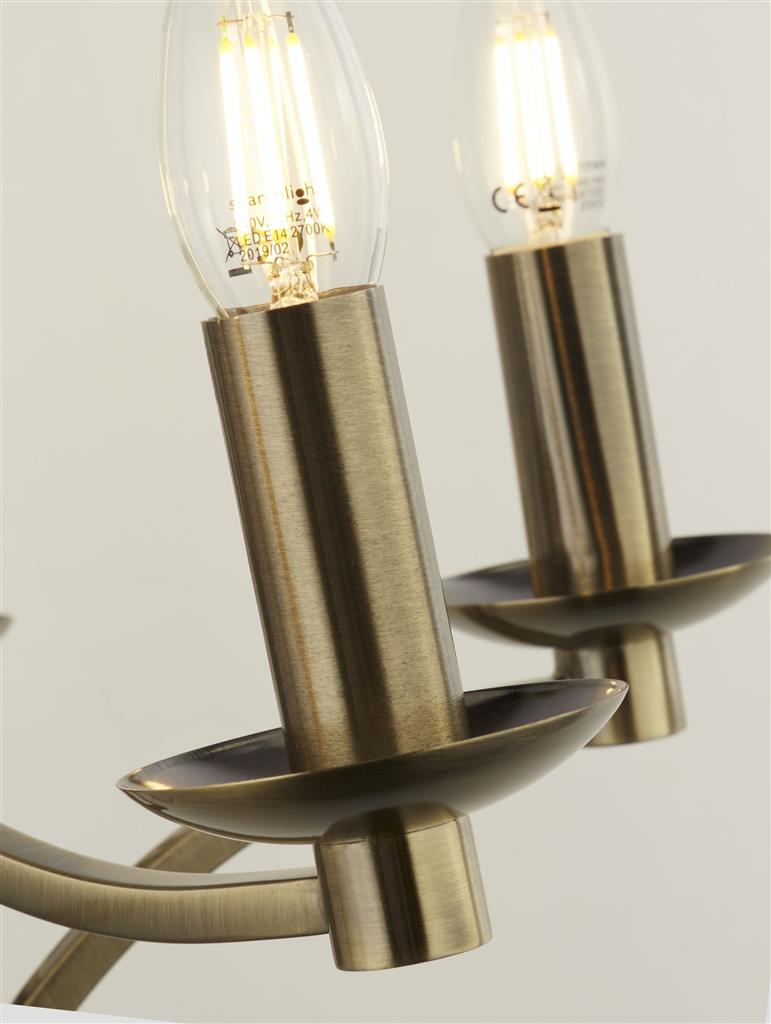 Ascot 6/8Lt Multi-Arm Pendant - Antique Brass/Chrome Finish