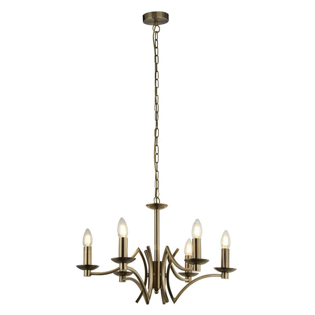 Ascot 6/8Lt Multi-Arm Pendant - Antique Brass/Chrome Finish