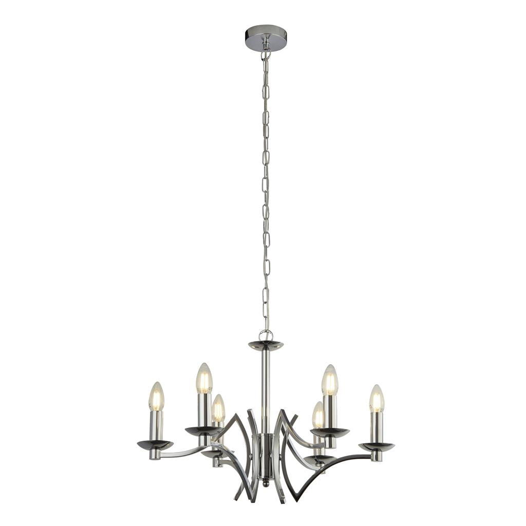 Ascot 6/8Lt Multi-Arm Pendant - Antique Brass/Chrome Finish