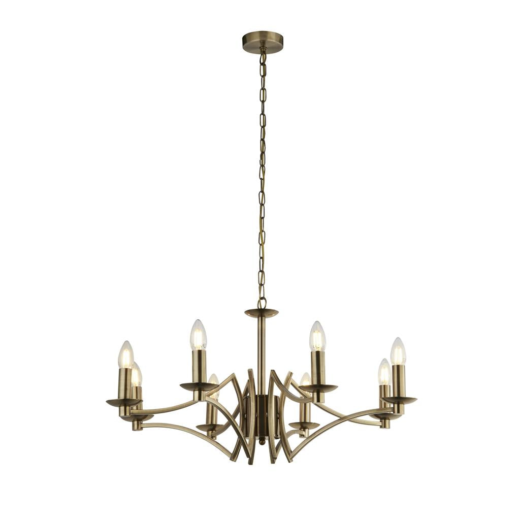Ascot 6/8Lt Multi-Arm Pendant - Antique Brass/Chrome Finish
