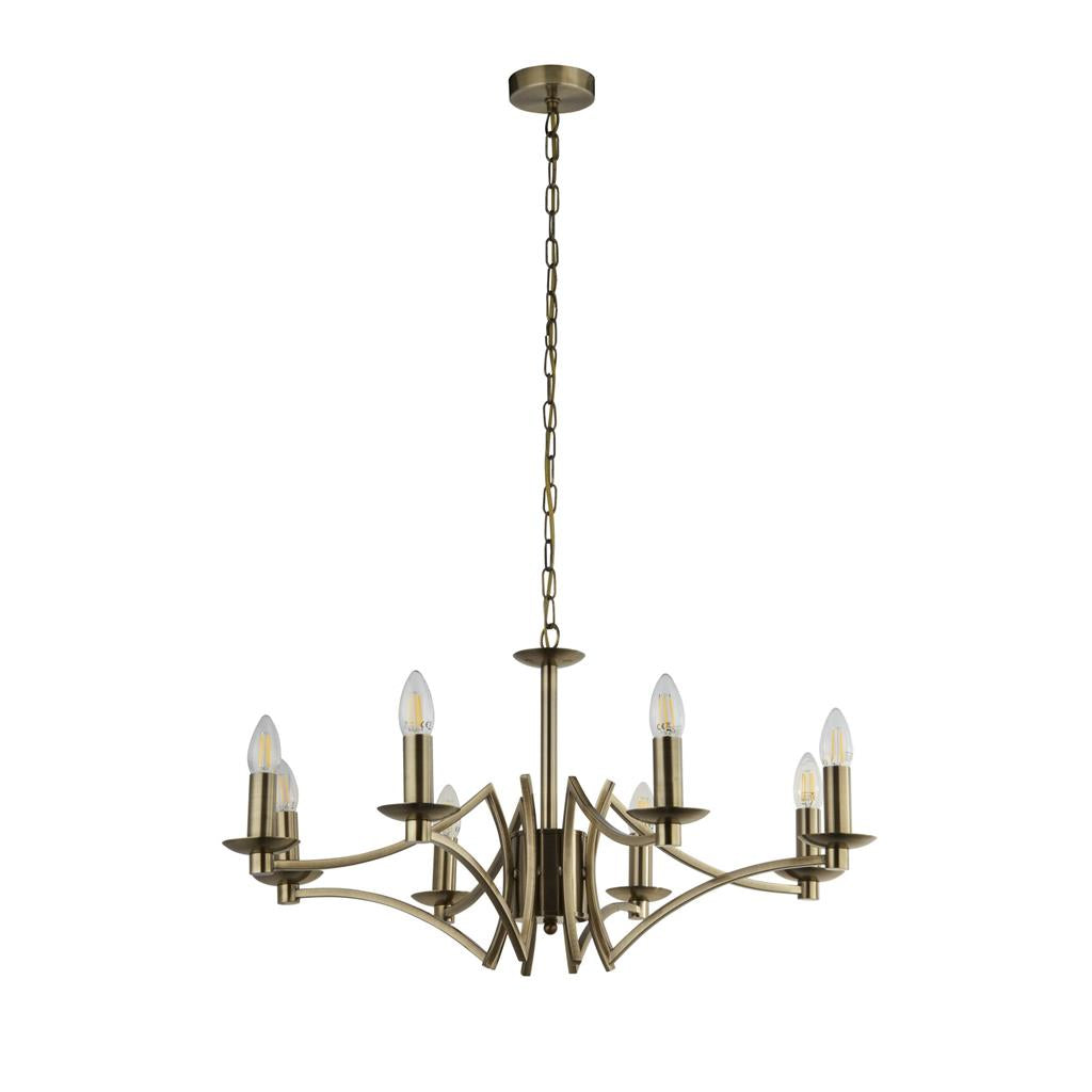 Ascot 6/8Lt Multi-Arm Pendant - Antique Brass/Chrome Finish