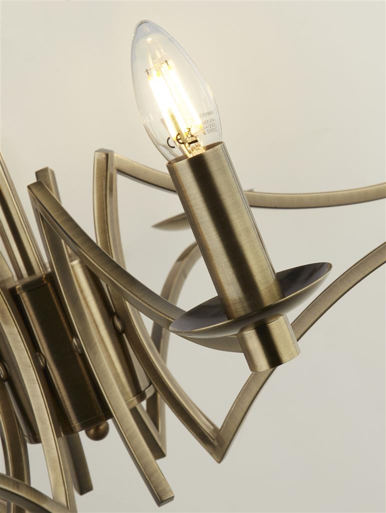 Ascot 6/8Lt Multi-Arm Pendant - Antique Brass/Chrome Finish