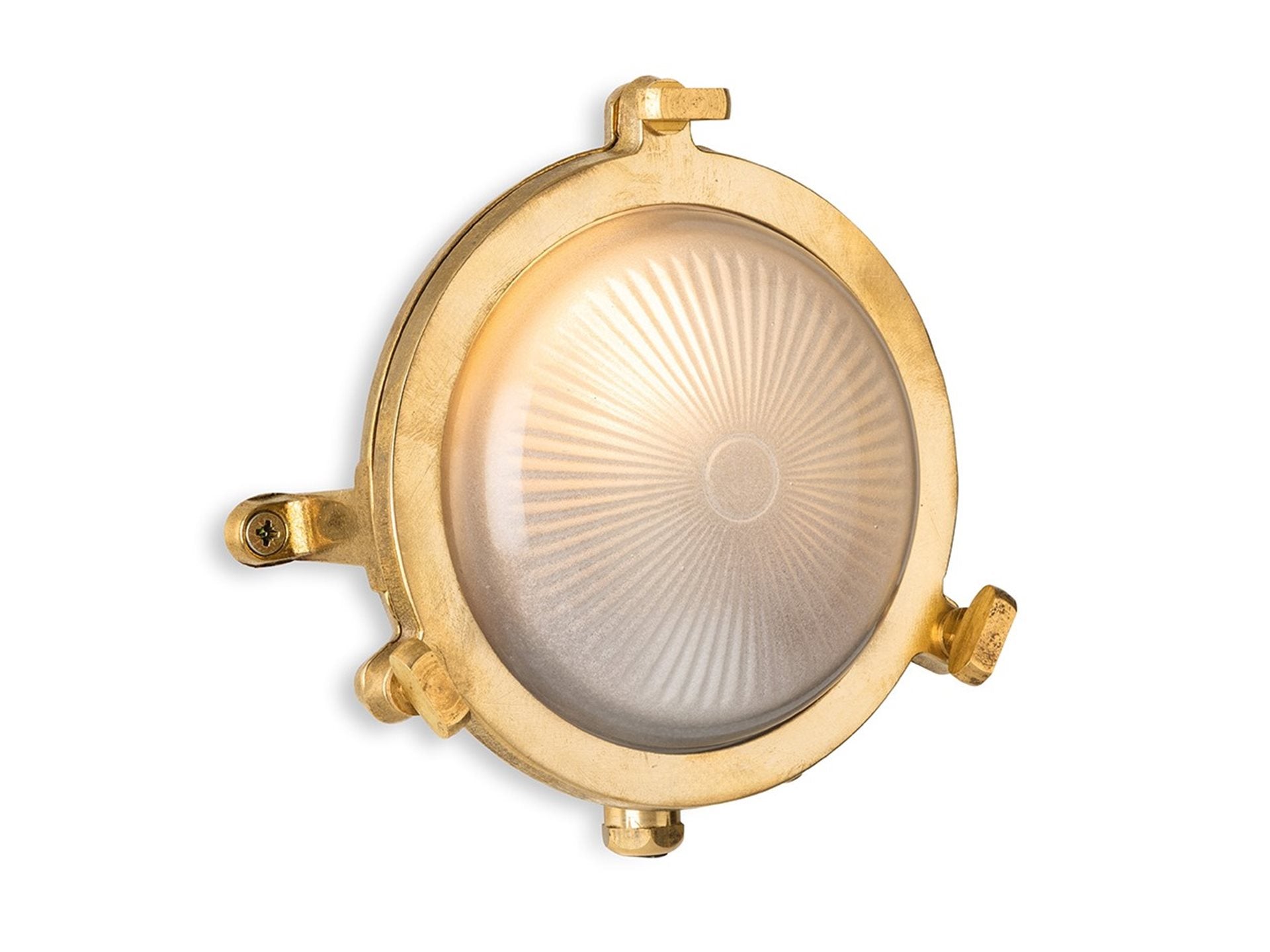 Rathlin 140mm Bulkhead- Solid Brass w Frosted Glass Finish