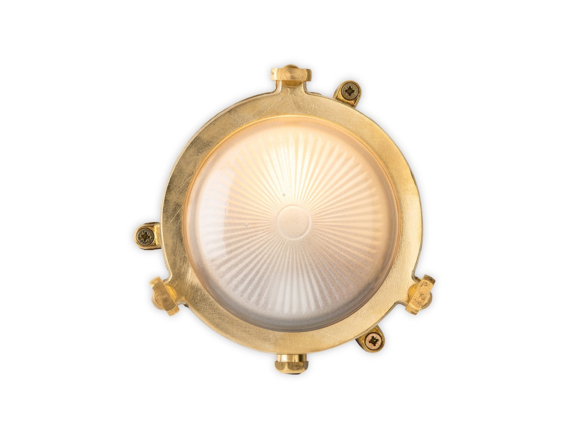 Rathlin 140mm Bulkhead- Solid Brass w Frosted Glass Finish
