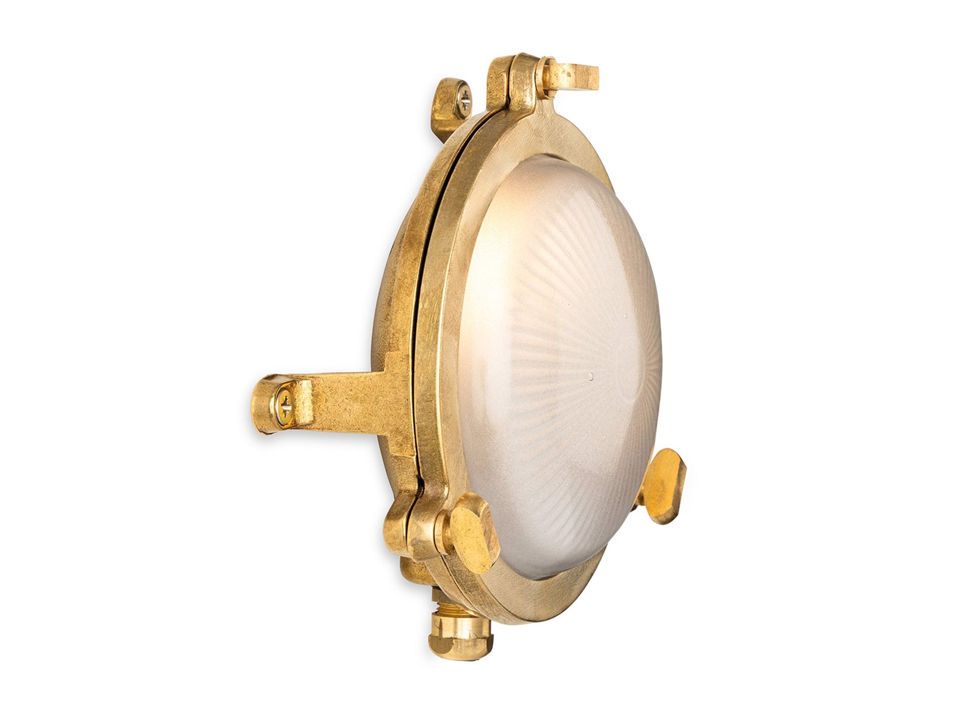 Rathlin 140mm Bulkhead- Solid Brass w Frosted Glass Finish
