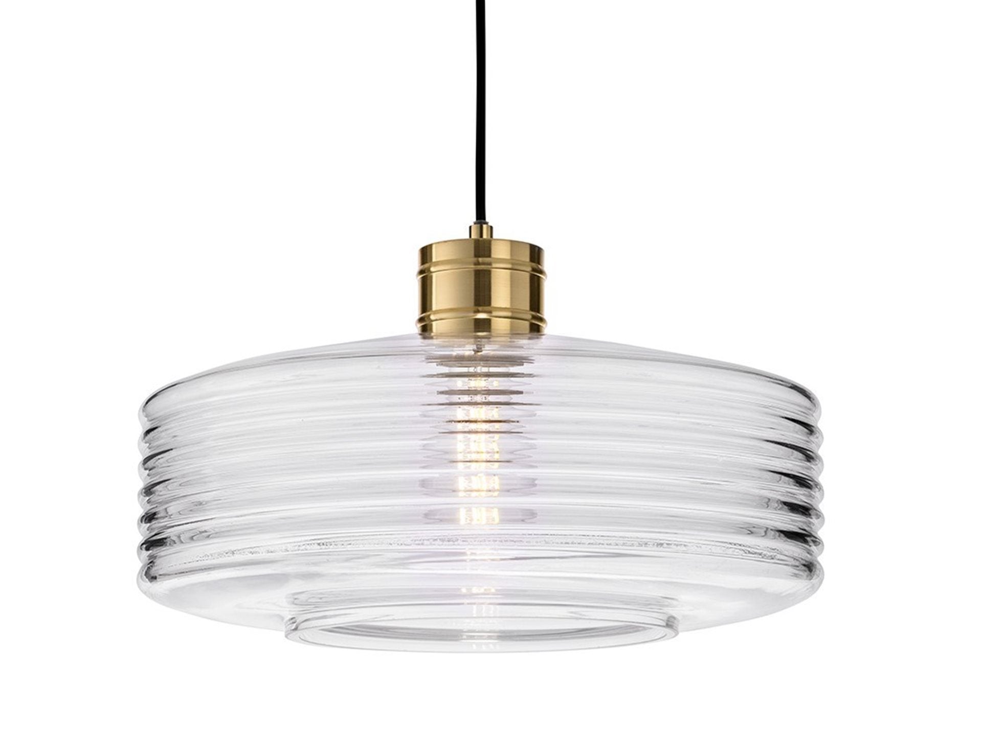 Porto Pendant- Brushed Brass with Clear Glass