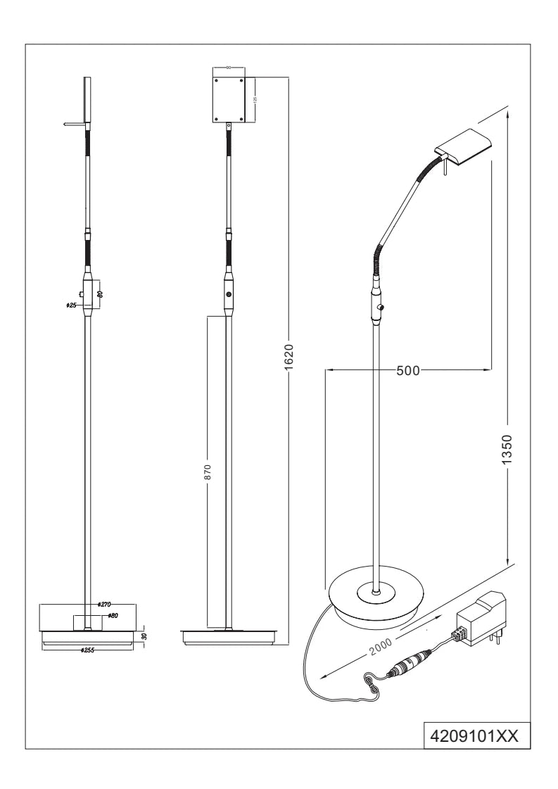 Bergamo Task/Reading LED Floor Lamp - Brass/Nickel
