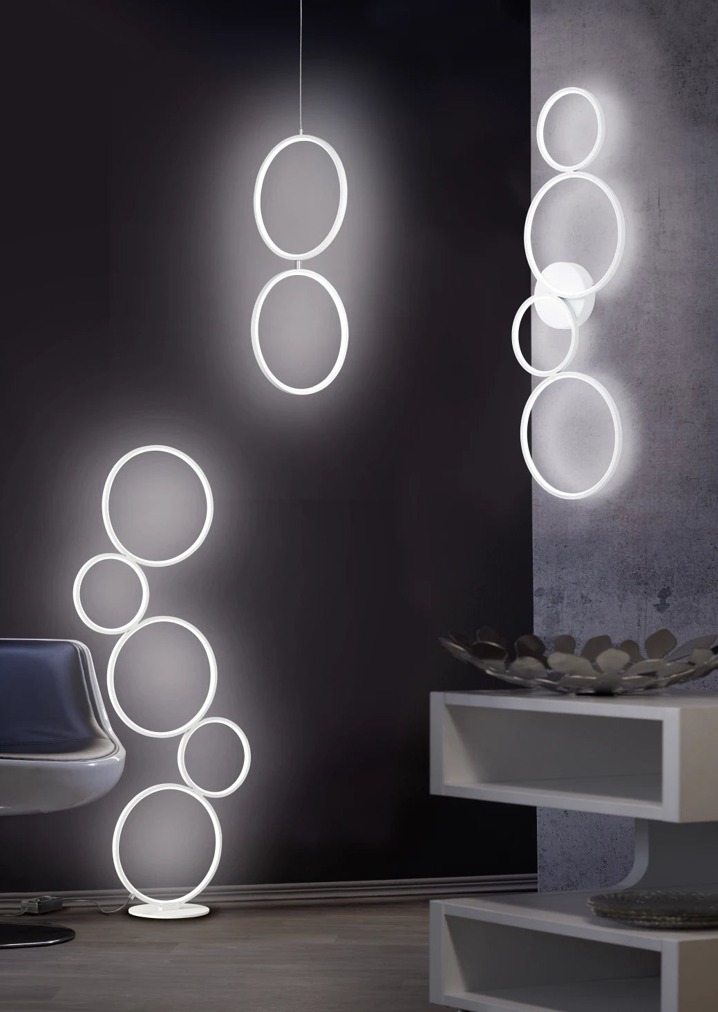 Rondo Modern LED Floor Lamp - White/Black