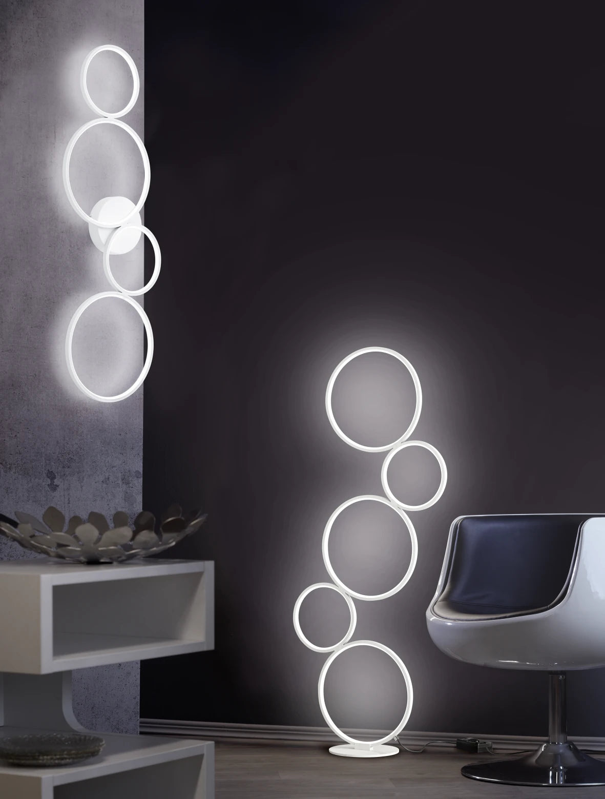 Rondo Modern LED Floor Lamp - White/Black