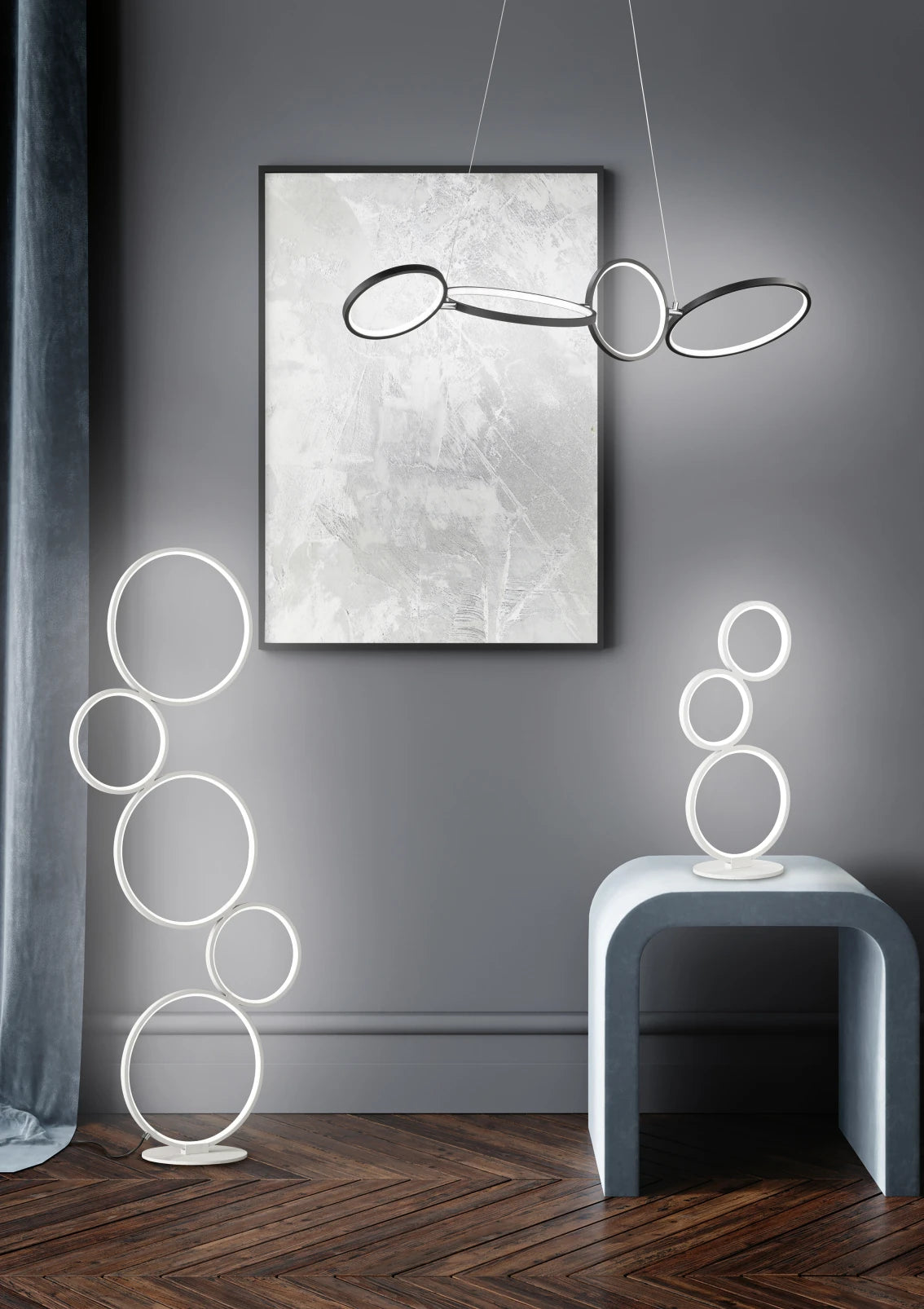 Rondo Modern LED Floor Lamp - White/Black