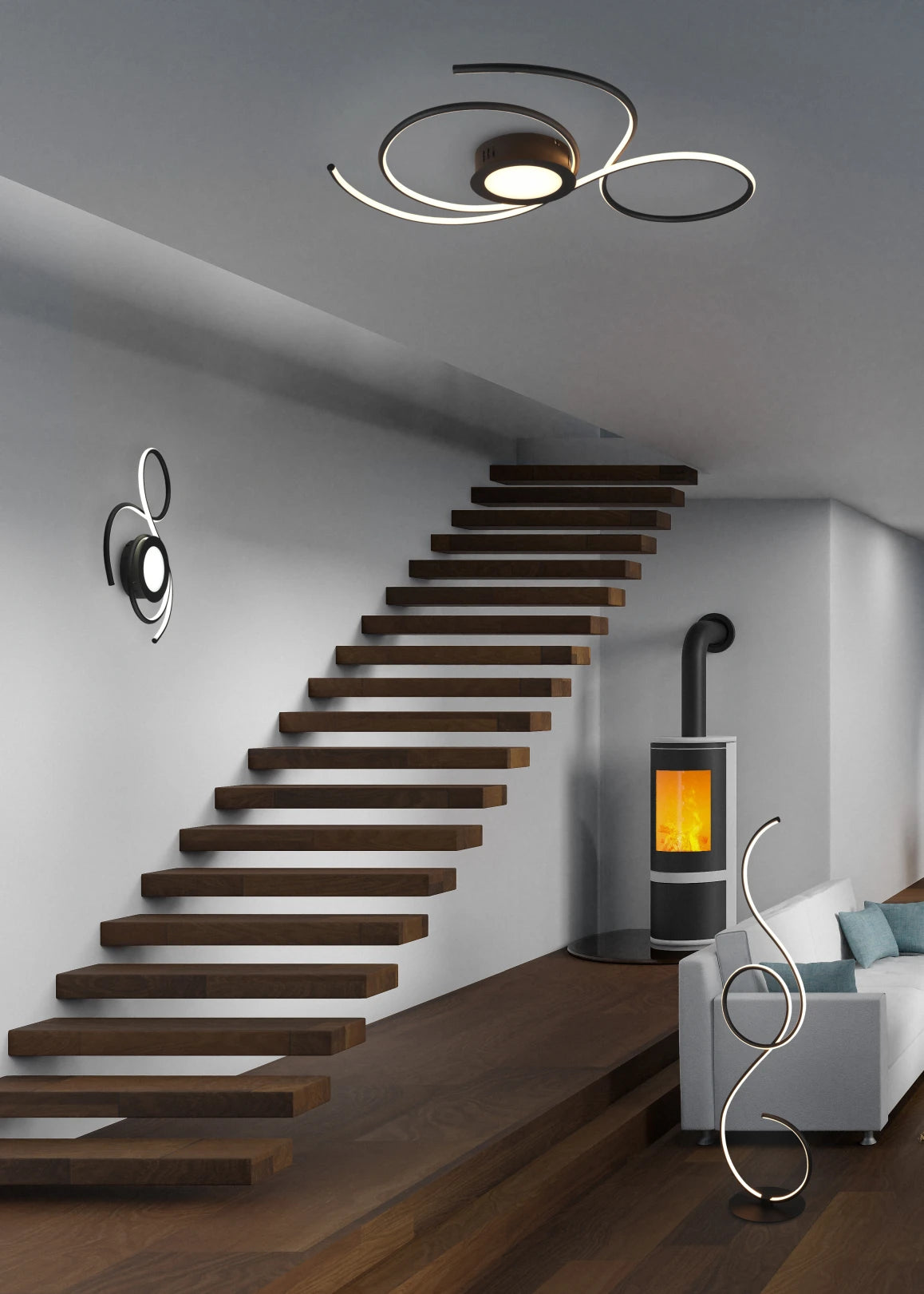 Jive Modern LED Floor Lamp - Various Colours
