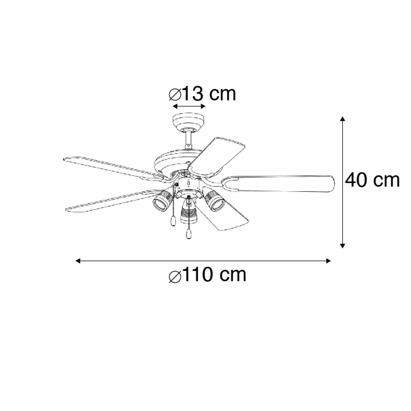 Mistral Ceiling Fan- Black 3Lts with Pull Cord