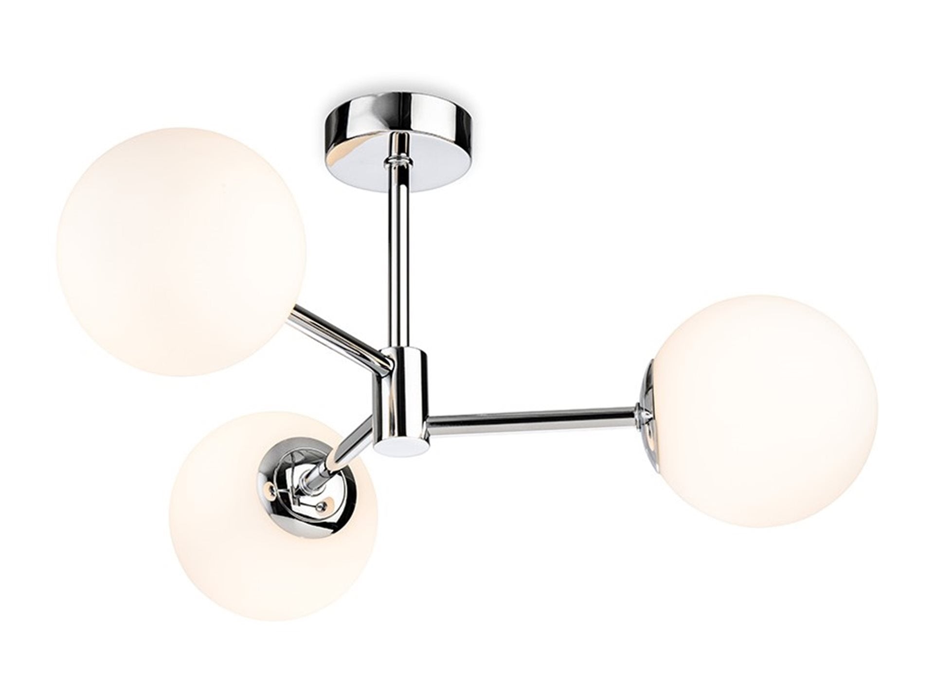 Splash 3 Light Flush Ceiling Fitting- Chrome with Opal White Glass
