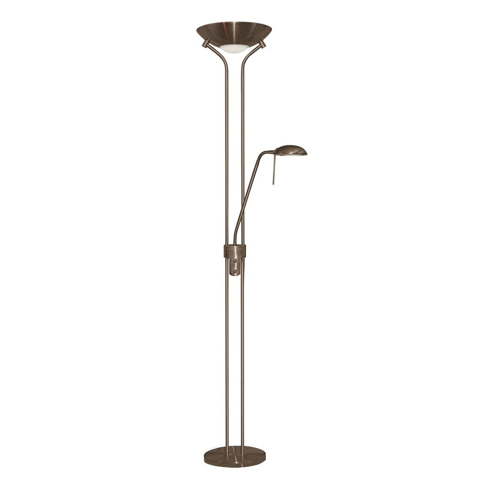 Mother & Child Floor Lamp - Antique Brass/Satin Silver Metal & Glass R7S