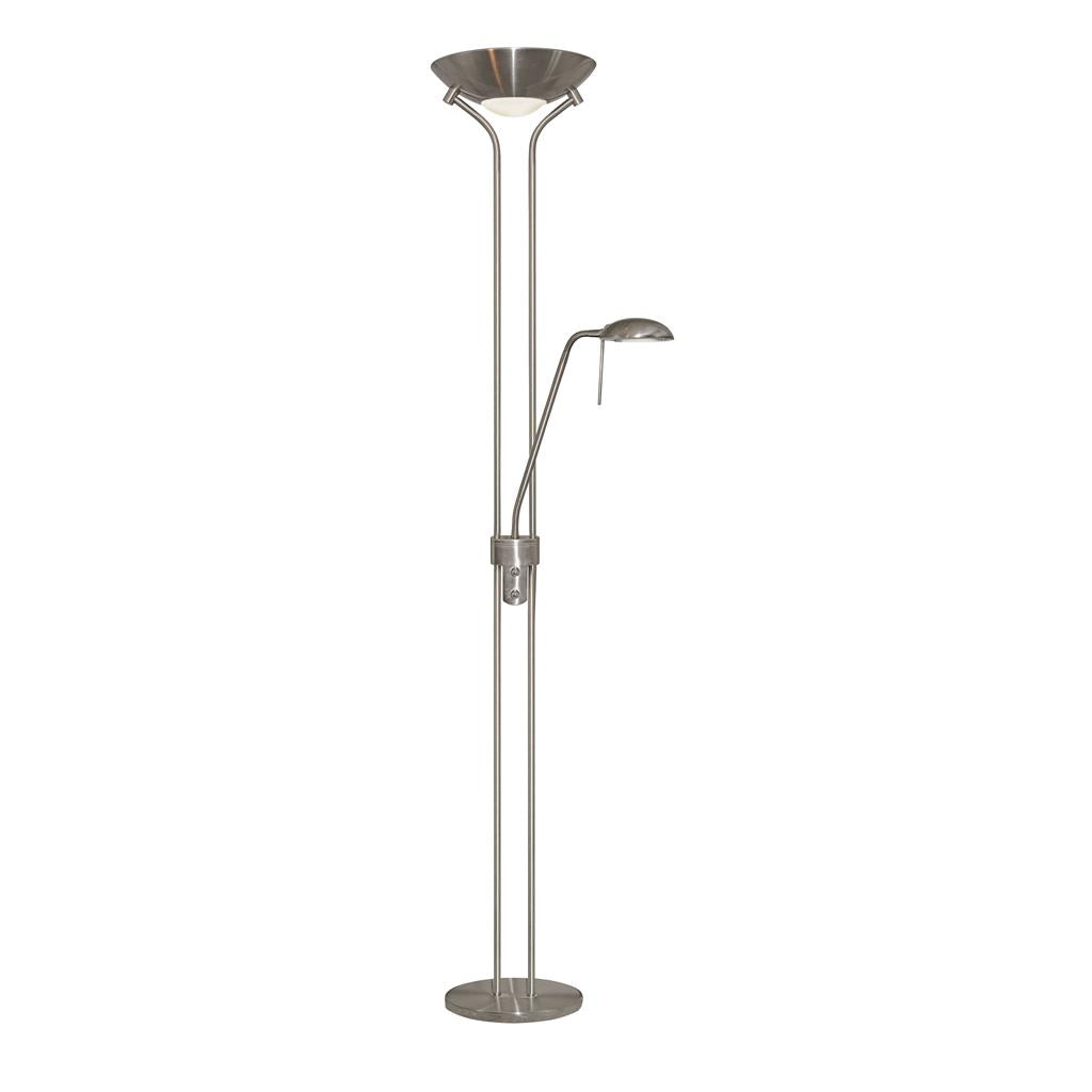 Mother & Child Floor Lamp - Antique Brass/Satin Silver Metal & Glass R7S